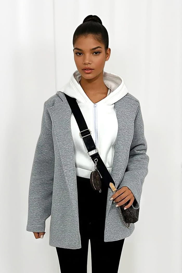 Dlhé sivé teplákové sako