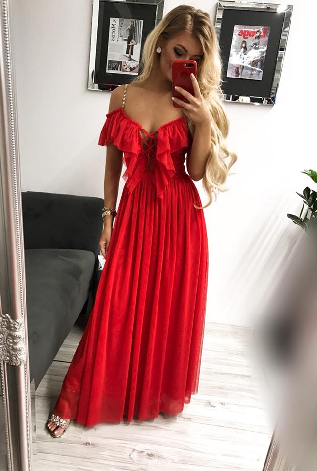 E-shop Spoločenské dlhé šaty v červenej farbe