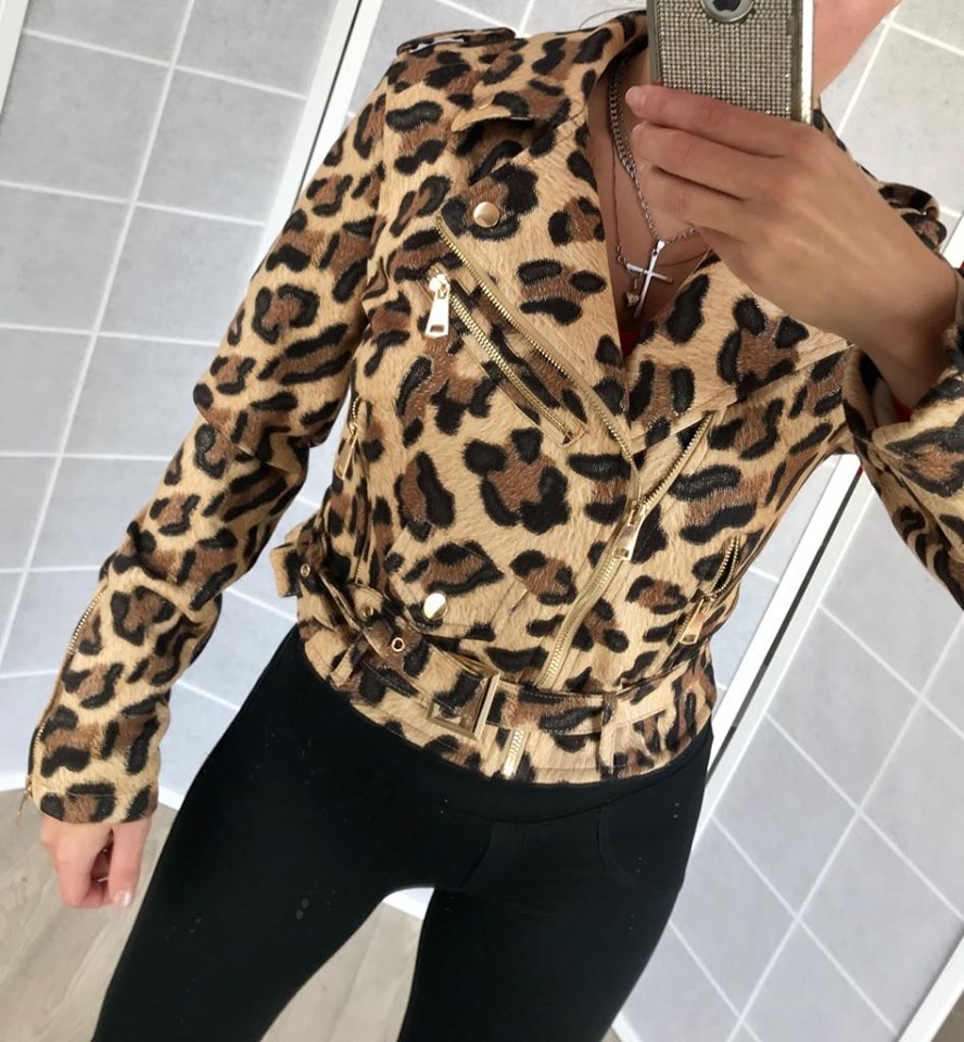 Luxusná dámska leopardia bundička