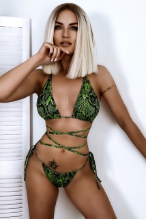 Dámske zeleno-čierne vzorované sexy bikini